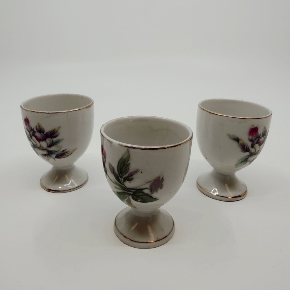 Vintage Floral Egg Cups Made in Japan – Cottagecore Breakfast Table Dec